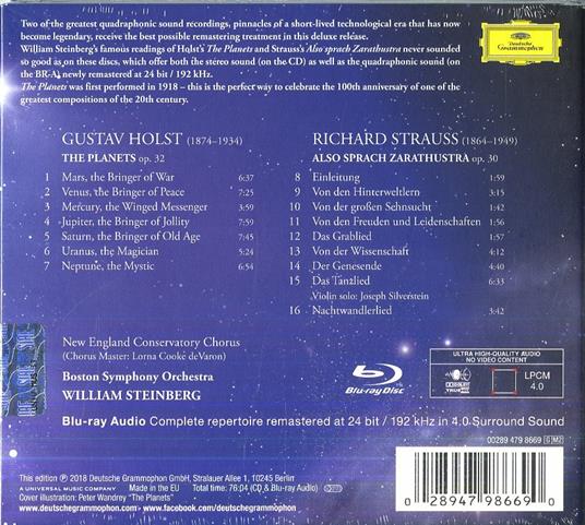 I Pianeti (Deluxe Edition) - CD Audio + Blu-ray di Gustav Holst,Boston Symphony Orchestra,William Steinberg - 2