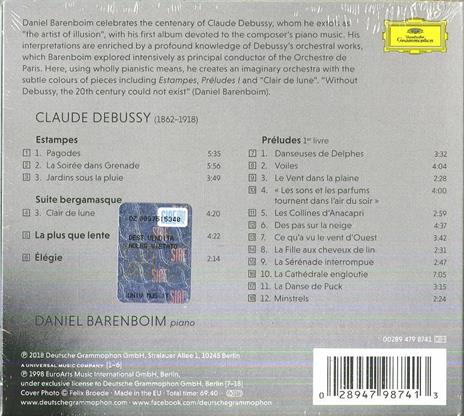 Estampes - Clair de lune - La plus que lente - Elegie - Preludi - CD Audio di Claude Debussy,Daniel Barenboim - 2