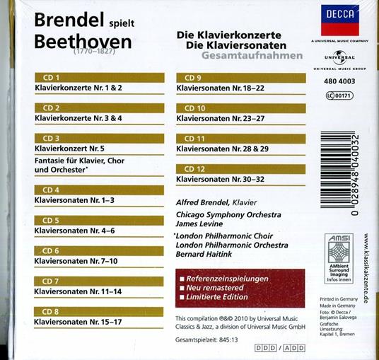 Sonate per pianoforte complete - Concerti completi - CD Audio di Ludwig van Beethoven,James Levine,Alfred Brendel,Chicago Symphony Orchestra - 2