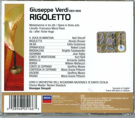 Rigoletto - CD Audio di Giuseppe Verdi,Edita Gruberova,Renato Bruson,Giuseppe Sinopoli,Orchestra dell'Accademia di Santa Cecilia - 2