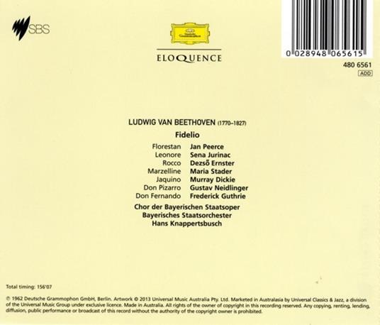 Fidelio - CD Audio di Ludwig van Beethoven,Hans Knappertsbusch,Sena Jurinac,Jan Peerce,Orchestra dell'Opera di Stato Bavarese - 2