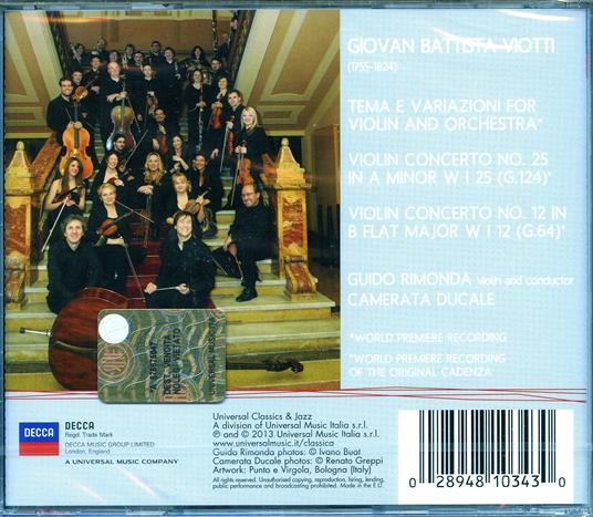 Concerti per violino n.12, n.25 - CD Audio di Giovanni Battista Viotti,Guido Rimonda,Camerata Ducale - 2
