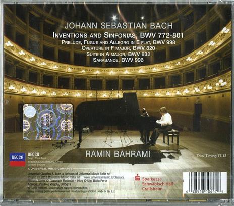 Invenzioni e sinfonie - CD Audio di Johann Sebastian Bach,Ramin Bahrami - 2