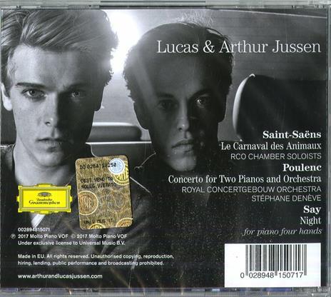 Il Carnevale degli animali (Le Carnaval des animaux)/ Concerto per due pianoforte - CD Audio di Francis Poulenc,Camille Saint-Saëns,Royal Concertgebouw Orchestra,Stéphane Denève,Arthur Jussen,Lucas Jussen - 2