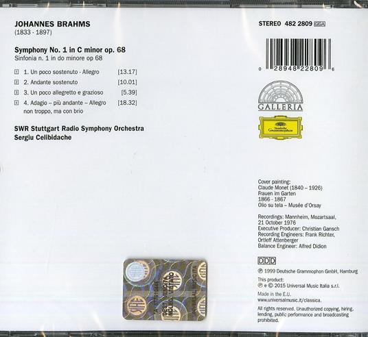 Sinfonia n.1 - CD Audio di Johannes Brahms,Sergiu Celibidache,Radio Symphony Orchestra Stoccarda - 2