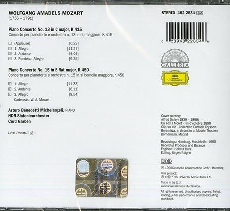 Concerti per pianoforte n.13, n.15 - CD Audio di Wolfgang Amadeus Mozart,Arturo Benedetti Michelangeli,Cord Garben - 2