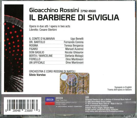 Il barbiere di Siviglia - CD Audio di Gioachino Rossini,Teresa Berganza,Fernando Corena,Silvio Varviso - 2