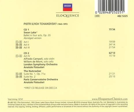 Il lago dei cigni - Lo schiaccianoci - CD Audio di Pyotr Ilyich Tchaikovsky,Anatole Fistoulari - 2