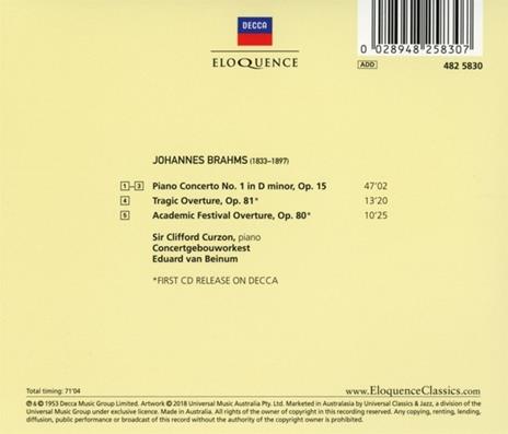 Concerto per pianoforte n.1 - Overture tragica - Overture accademica - CD Audio di Johannes Brahms - 2