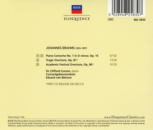 Concerto per pianoforte n.1 - Overture tragica - Overture accademica - CD Audio di Johannes Brahms - 2