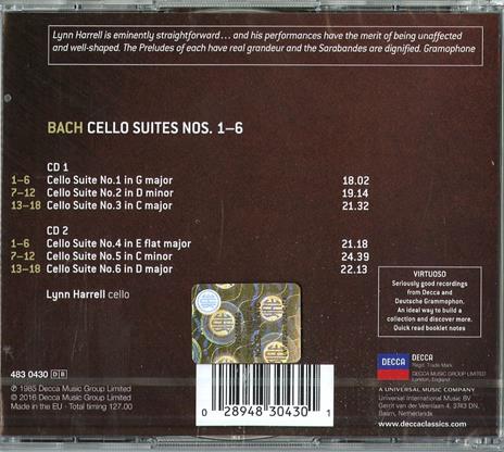 6 Suite per violoncello solo (Serie Virtuoso) - CD Audio di Johann Sebastian Bach,Lynn Harrell - 2