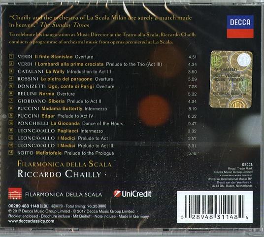 Ouvertures, preludi e intermezzi - CD Audio di Riccardo Chailly,Orchestra del Teatro alla Scala di Milano - 2