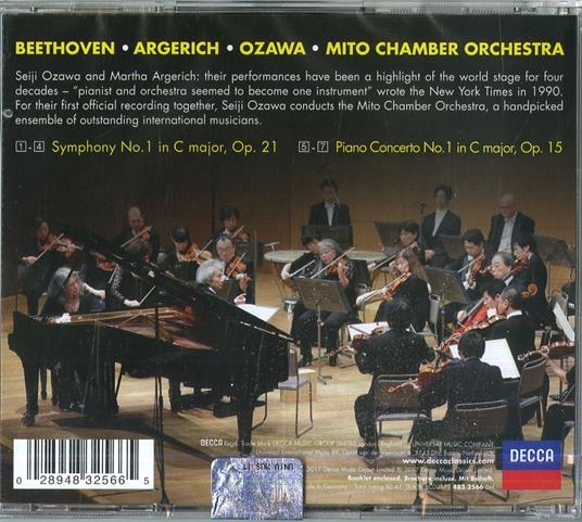 Concerto per pianoforte n.1 - Sinfonia n.1 in Do - CD Audio di Ludwig van Beethoven,Martha Argerich,Seiji Ozawa,Milwaukee Symphony Orchestra - 2