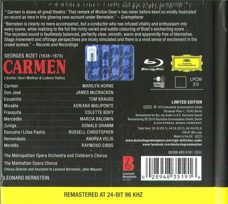 Carmen - CD Audio + Blu-Ray Audio di Leonard Bernstein,Georges Bizet,Marilyn Horne,James McCracken - 2