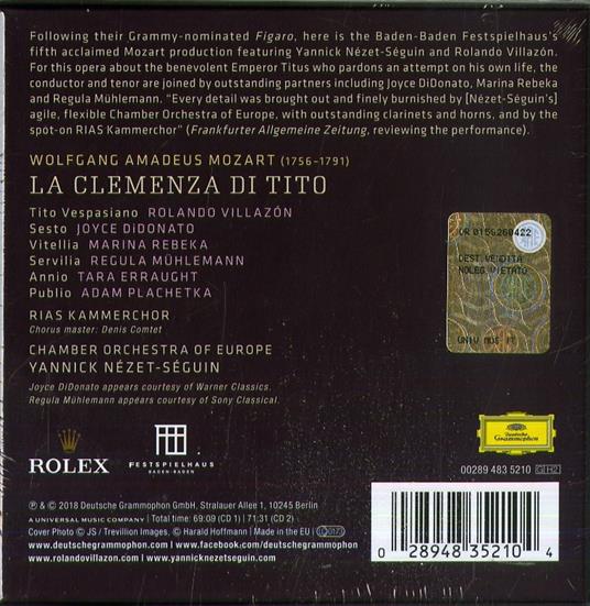 La clemenza di Tito - CD Audio di Wolfgang Amadeus Mozart,Rolando Villazon,Yannick Nezet-Seguin - 2