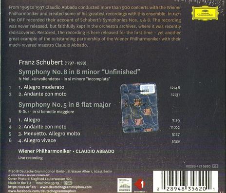 Sinfonie n.5, n.8 - CD Audio di Franz Schubert,Claudio Abbado,Wiener Philharmoniker - 2