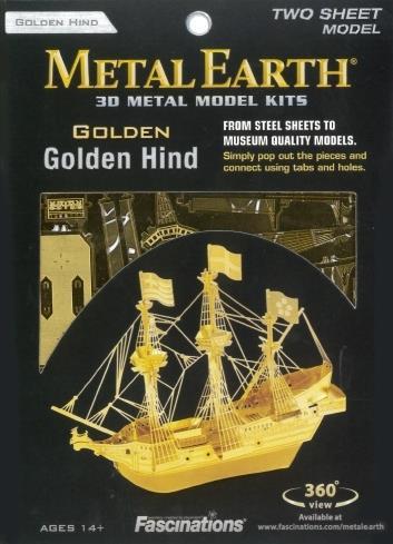 Golden Hind Galeone Sir Francis Drake Gold Version Metal Earth 3D Model Kit MMS049G - 2