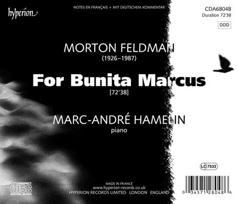 For Bunita Marcus - CD Audio di Morton Feldman,Marc-André Hamelin - 2