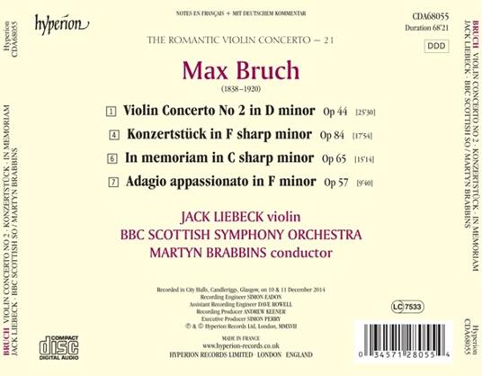 Concerto per violino - CD Audio di Max Bruch - 2