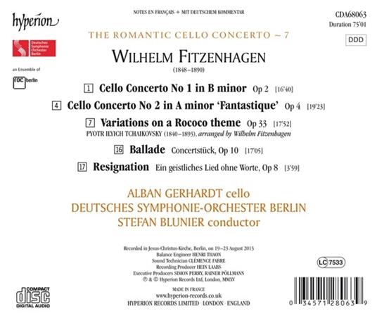 The Romantic Cello Concerto vol.7 - CD Audio di Alban Gerhardt,Deutsches Sinfonie-Orchester Berlino,Stefan Blunier,Wilhelm Fitzenhagen - 2