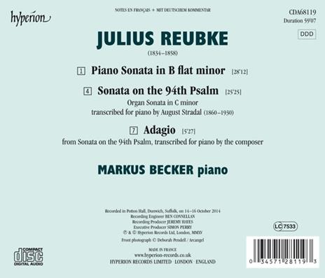 Sonate per pianoforte - CD Audio di Julius Reubke,Markus Becker - 2