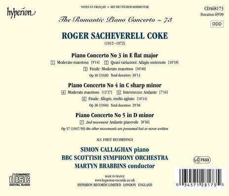 The Romantic Piano Concerto vol.73 - CD Audio di BBC Scottish Symphony Orchestra,Martyn Brabbins,Roger Sacheverell Coke,Simon Callaghan - 2