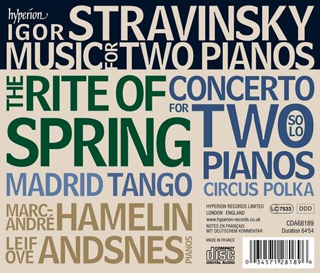 Musica per pianoforte a 4 mani - CD Audio di Igor Stravinsky,Leif Ove Andsnes,Marc-André Hamelin - 2