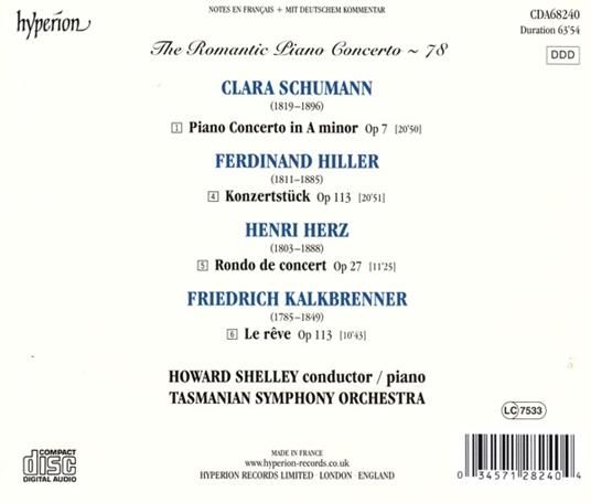 Romantic Piano vol.78 - CD Audio di Clara Schumann,Tasmanian Symphony Orchestra - 2