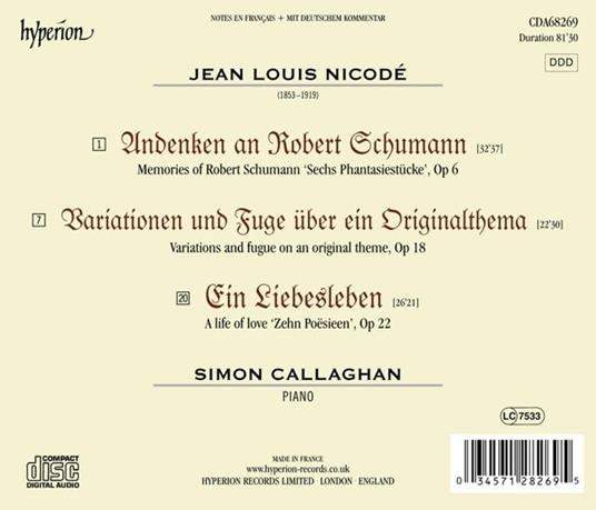 Ein Liebesleben e altre composizioni - CD Audio di Simon Callaghan,Jean Louis Nicodé - 2