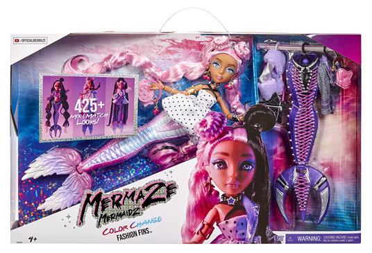 Mermaze mermaidz fashion fins – morra – include bambola alla moda personalizzabile con coda mix & match, pinna che cambia colore