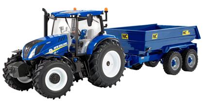 1/32 Trattore New Holland T6 + Nc Tilt Dumper Trailer Set (LC43268)