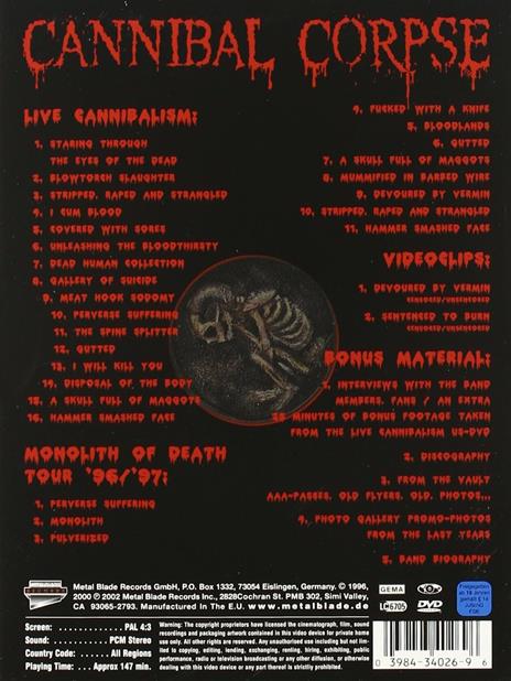 Live Cannibalism (DVD) - DVD di Cannibal Corpse - 2
