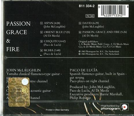 Passion Grace & Fire - CD Audio di Paco De Lucia,Al Di Meola,John McLaughlin - 2