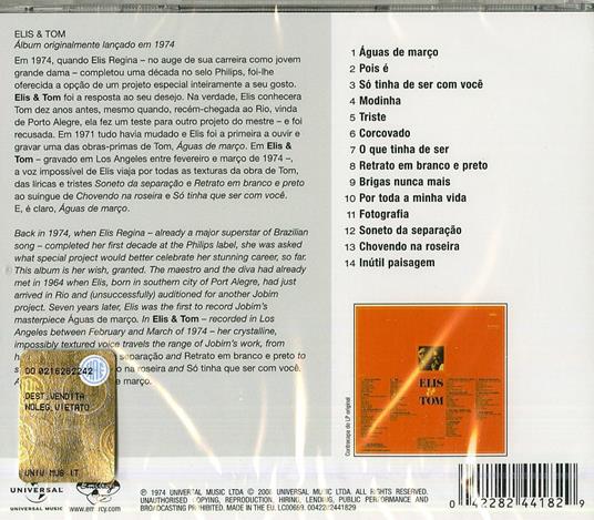 Elis & Tom - CD Audio di Antonio Carlos Jobim,Elis Regina - 2