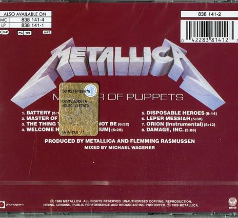 Master of Puppets - CD Audio di Metallica - 2