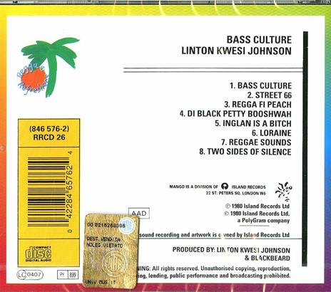 Bass Culture - CD Audio di Linton Kwesi Johnson - 2
