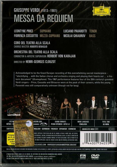 Giuseppe Verdi. Messa da Requiem (DVD) - DVD di Luciano Pavarotti,Leontyne Price,Fiorenza Cossotto,Giuseppe Verdi - 2