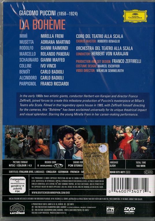 Giacomo Puccini. La Boheme (DVD) - DVD di Giacomo Puccini,Mirella Freni - 2