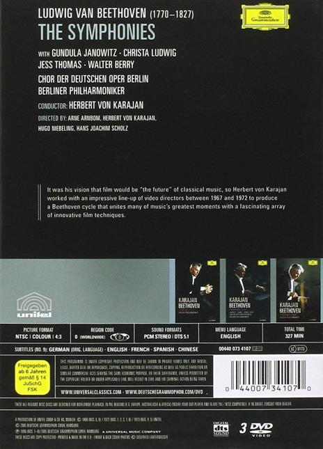 Ludwig van Beethoven. Le 9 sinfonie. The Symphonies (3 DVD) - DVD di Ludwig van Beethoven,Herbert Von Karajan - 2