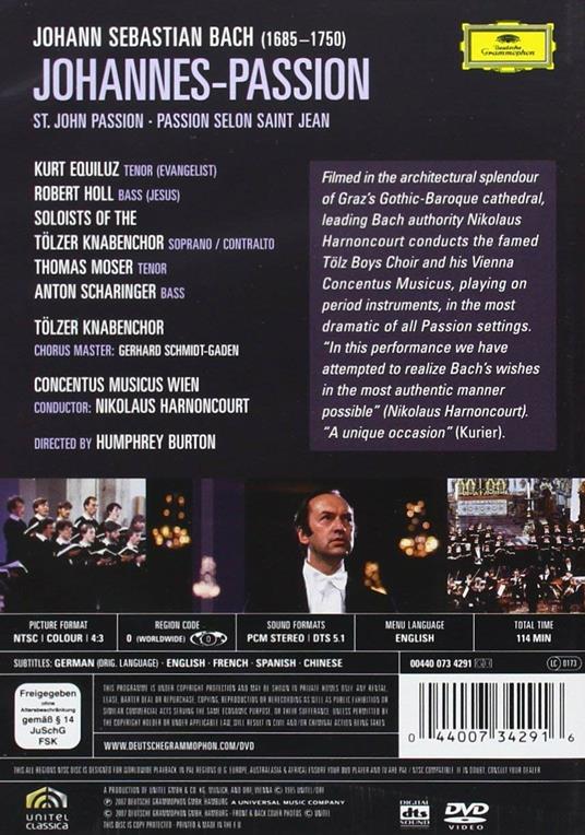 Johann Sebastian Bach. Johannes-Passion. Passione secondo Giovanni (DVD) - DVD di Johann Sebastian Bach,Nikolaus Harnoncourt,Concentus Musicus Wien,Kurt Equiluz - 2