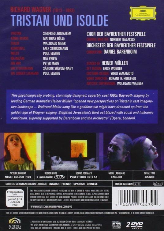 Richard Wagner. Tristano e Isotta. Tristan und Isolde (2 DVD) - DVD di Richard Wagner,Waltraud Meier,Siegfried Jerusalem - 2