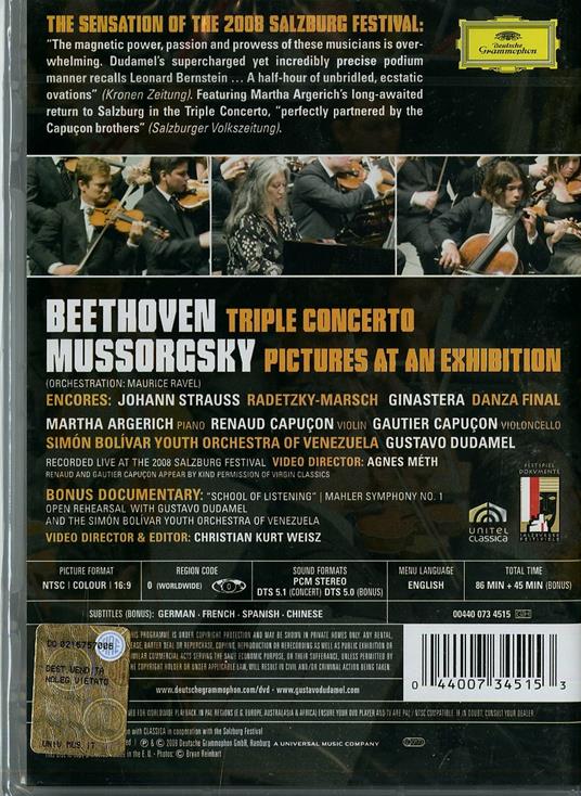 Gustavo Dudamel. Live from Salzburg (DVD) - DVD di Martha Argerich,Renaud Capuçon,Gautier Capuçon,Gustavo Dudamel - 2