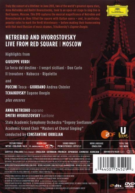 Anna Netrebko & Dmitri Hvorostovsky. Live From Red Square. Moscow (DVD) - DVD di Anna Netrebko,Dmitri Hvorostovsky - 2