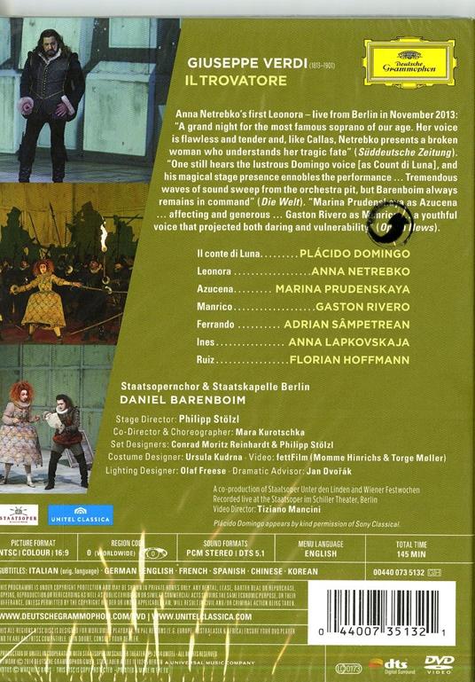 Giuseppe Verdi. Il Trovatore (DVD) - DVD di Placido Domingo,Anna Netrebko,Giuseppe Verdi,Daniel Barenboim - 2