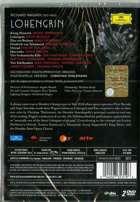 Lohengrin (2 DVD) - DVD di Richard Wagner,Anna Netrebko,Piotr Beczala,Christian Thielemann,Staatskapelle Dresda - 2