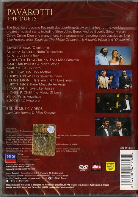 Luciano Pavarotti. The Duets (DVD) - DVD di Andrea Bocelli,Luciano Pavarotti - 2