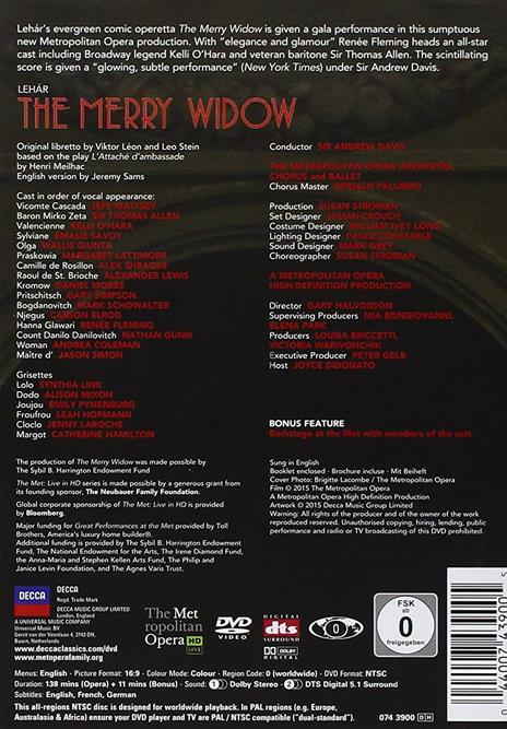 Franz Lehar. The Merry Widow. La Vedova Allegra (DVD) - DVD di Renée Fleming,Nathan Gunn,Franz Lehar,Andrew Davis - 2