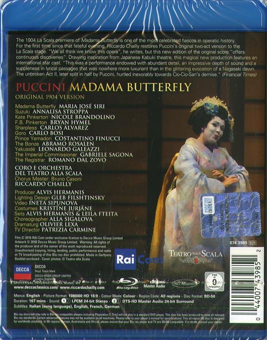 Madama Butterfly (Blu-ray) - Blu-ray di Giacomo Puccini,Riccardo Chailly,Orchestra del Teatro alla Scala di Milano,Carlos Alvarez,Annalisa Stroppa - 2