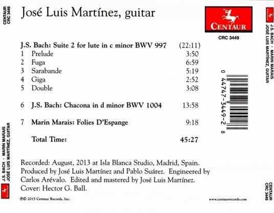 Por La Gracia De Bach - CD Audio di Jose Luis Martinez - 2