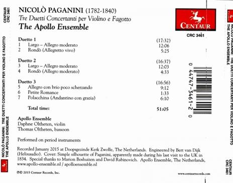 Tre Duetti Concertanti Per Violino E Fagotto - CD Audio di Niccolò Paganini - 2